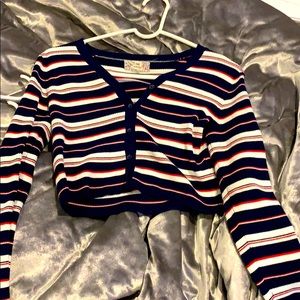 Striped long sleeve crop top
